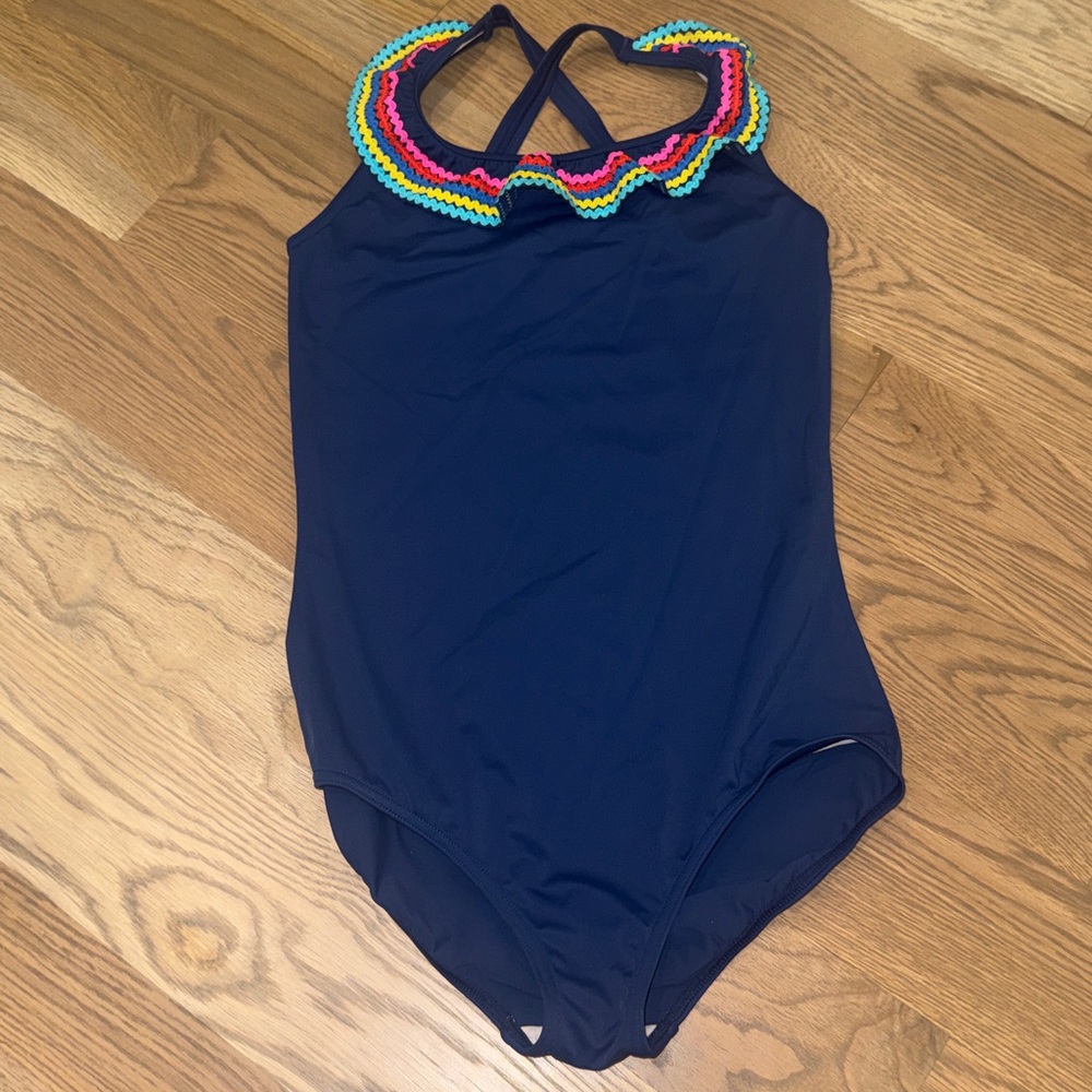 Mini Boden Swimsuit  with Rainbow Trim